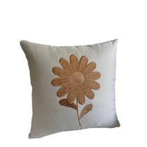 Almofada Linho Bordada Margarida 45x45 com Enchimento Almofada Linho Bordada Margarida 45x45 com Enchimento