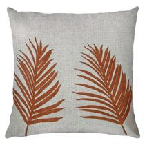 Almofada Linho Bouclé Folhas Palmeira Terracota Bege 50x50