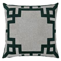 Almofada Linho Com Aplique Veludo Frame Grego Verdes 50x50