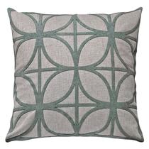 Almofada Linho Com Bouclé Treliça Geometria Verde Cru 50x50