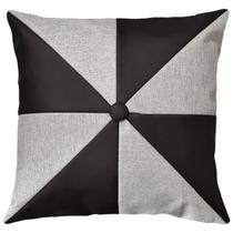 Almofada Linho Com Couro Tipo Sintético Fendi Ou Café 45x45