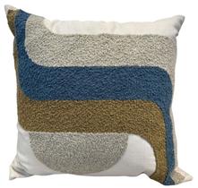 Almofada linho cru 52x52 c/aplic boucle azul mod 2