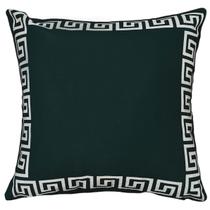 Almofada Linho Cru Bege Geometria Moderna Verde Escuro 45x45