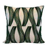 Almofada Linho Cru Com Bordado Kilim Verde 03 52X52cm - Decortextil Almofada Linho Cru Com Bordado Kilim Verde 03 52X52cm - Decortextil