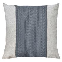 Almofada Linho Cru E Faixa Malha Terracota Azul Cinza 45x45 Almofada Linho Cru E Faixa Malha Terracota Azul Cinza 45x45