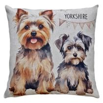 Almofada Linho Estampa Cachorro Pet Dog Cão Yorkshire 43x43