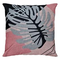 Almofada Linho Floral Costela De Adão Rosa Cinza Preta 45x45 Almofada Linho Floral Costela De Adão Rosa Cinza Preta 45x45