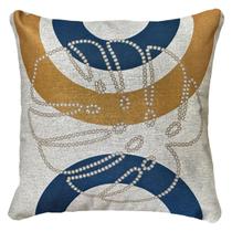 Almofada Linho Folha Bananeira Costela Amarelo E Azul 45x45 Almofada Linho Folha Bananeira Costela Amarelo E Azul 45x45