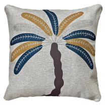 Almofada Linho Folha Bananeira Costela Amarelo E Azul 45x45