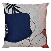 Almofada Linho Natureza Geometria Azul Rose/Rosa Terra 45x45