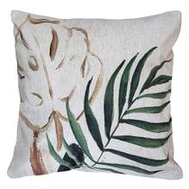 Almofada Linho Rústico Estampa Folhagem Verde/Marrom 45x45 Almofada Linho Rústico Estampa Folhagem Verde/Marrom 45x45