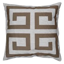Almofada Linho Rústico Geometria Grega Marrom 45x45 C/ Refil