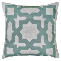 Almofada Linho Rústico Geometria Linha Verde/Cru Refil 45x45