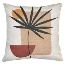 Almofada Linho Rústico Mulher África Planta Abstrata 45x45 Almofada Linho Rústico Mulher África Planta Abstrata 45x45