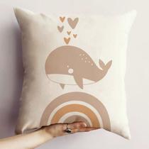 Almofada Little Estampada 40x40cm Baleia Nude