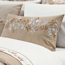 Almofada Londres Bordada Percal 200 Fios Algodão Com Enchimento 55cm x 35cm 02 Peças