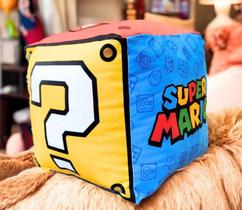 Almofada Mario Bross Formato de Cubo 30x30cm Almofada Mario Bross Formato de Cubo 30x30cm