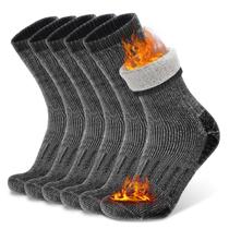 Almofada masculina de caminhada com mistura de lã merino Busy Socks, meias esportivas femininas térmicas quentes, botas de inverno, meias de caminhada para acampar, caminhar, correr e caçar, grandes, 3 pares, cinza escuro