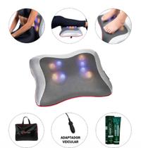 Almofada Massageadora Shiatsu Pescoço Lombar Pernas Pés + Bolsa + Pomada Fisiofort