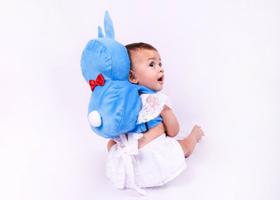 Almofada Mochila Protetor Cabeça Bebe Super Fofa Azul/Rosa - Baby Adoleta