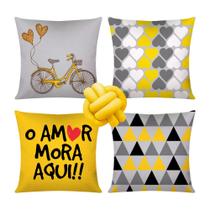 Almofada Moderna Com Zíper 43cm x 43cm + Almofada De Nó Escandinavo - O Amor Mora Aqui