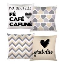 Almofada Moderna Com Zíper 43cm x 43cm Kit Com 04 Peças - Para Ser Feliz