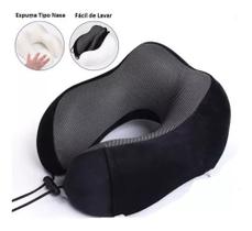 Almofada Nasa Travesseiro Pescoço Viagem Com Fecho Ajustável Preto Almofada Nasa Travesseiro Pescoço Viagem Com Fecho Ajustável Preto