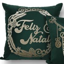 Almofada Natal 50x50 Suede Verde Escuro 35 Toque de Arte