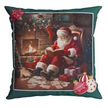 Almofada Natalina Papai Noel Leitor 445511 43X43Cm Belchior