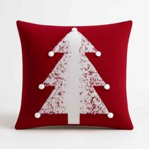 Almofada Natalina Pinheiro 50x50 Vermelho/Branco Big Tricot Almofada Natalina Pinheiro 50x50 Vermelho/Branco Big Tricot