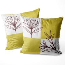 Almofada Natural Flor Marrom 40x40cm - Serigrafada Frente e Verso