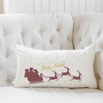 Almofada Natural Retangular Serigrafada 30x50cm Natal Vermelha Almofada Natural Retangular Serigrafada 30x50cm Natal Vermelha