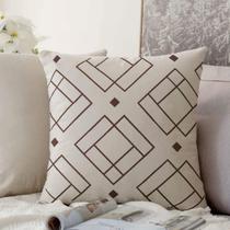 Almofada Off White Cubos Marrom 50x50cm - Serigrafada Frente e Verso