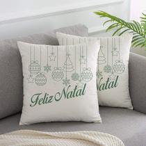 Almofada Off White Natal 40x40cm Feliz Natal Verde