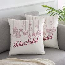 Almofada Off White Natal 40x40cm Feliz Natal Vermelho