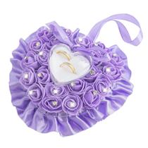 Almofada para alianças de casamento AUEAR em formato de coração roxo 19 x 18 cm