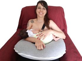 Almofada Para Amamentação Cinza Moletom Mescla Estilosa