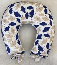 Almofada para Amamentar Bebe - Chuva de Amor Azul Marinho