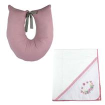Almofada para Amamentar + Cueiro Bordado Lumana 1pc -Rosa Almofada para Amamentar + Cueiro Bordado Lumana 1pc -Rosa
