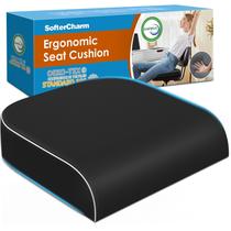 Almofada para Assento SofterCharm em Espuma Viscoelástica, Alívio da Dor, Grande, Preta