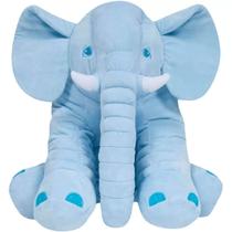 Almofada para Bebê Dormir 60cm Elefante de Pelúcia Gigante Brinquedo Buba Azul
