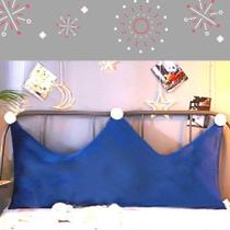 Almofada para Cabeceira Cama Box Solteiro Grande Cheia Encosto de Dormir Decoração Azul Marinho