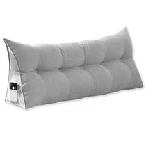 Almofada para cabeceira de cama King 195 cm com porta celular apoio para costas Suede Cinza Almofada para cabeceira de cama King 195 cm com porta celular apoio para costas Suede Cinza