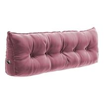Almofada Para Cabeceira Encosto Apoio Lombar Spot 195cm Com Porta Celular Veludo - Abmaza Cor Rosa Almofada Para Cabeceira Encosto Apoio Lombar Spot 195cm Com Porta Celular Veludo - Abmaza Cor Rosa