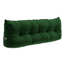 Almofada Para Cabeceira Encosto Apoio Lombar Spot 195cm Com Porta Celular Veludo - Abmaza Cor Verde Escuro Almofada Para Cabeceira Encosto Apoio Lombar Spot 195cm Com Porta Celular Veludo - Abmaza Cor Verde Escuro