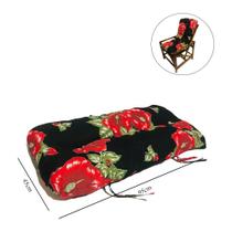 Almofada Para Cadeiras de Bambu e Vime Preto Floral