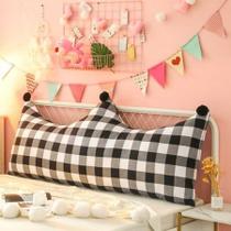 Almofada para Cama Cabeceira Box Baú Solteiro Pallets Leitura Encosto Lombar Repouso Capa Lavável Zíper Xadrez