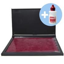 Almofada Para Carimbo N3 Vermelha com Tinta Aplicada