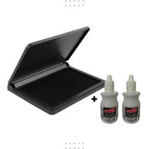 Almofada para Carimbo Preta com 2 Refil Tinta Incluso Almofada para Carimbo Preta com 2 Refil Tinta Incluso