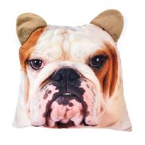 Almofada Pet Cachorro Bulldog Branco Bege 40X40Cm Decoração - Inigual